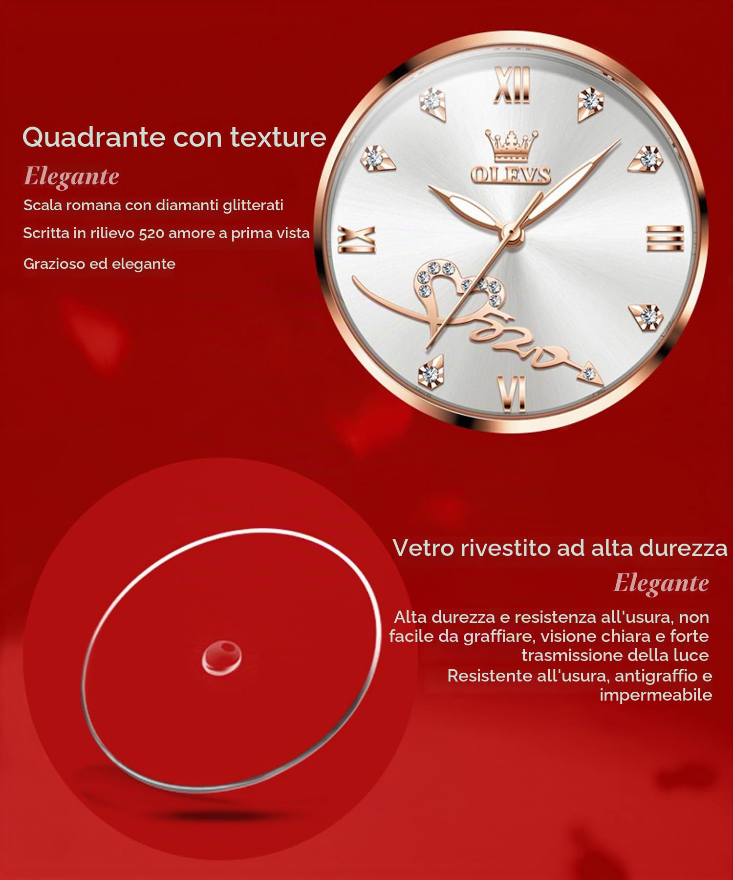 OLEVS Orologio Donna Lusso Oro Rosa Donna Slim Thin Leggero Orologio In Acciaio Inox Mesh Orologi Moda Impermeabile Orologio da Polso Donna,Bracciale Regolabile