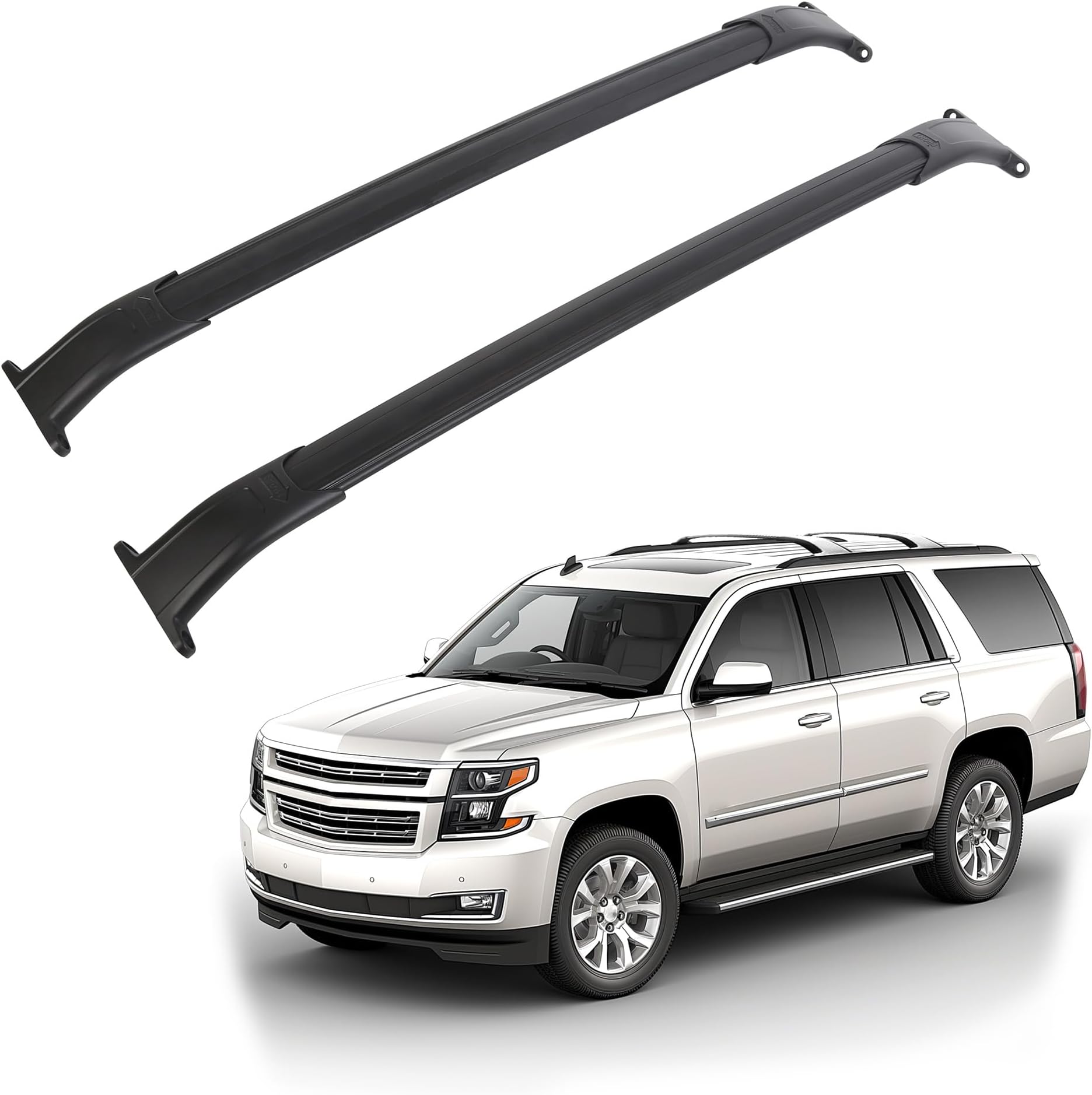 ECOTRIC Roof Rack Cross Bars Compatible with 2015-2020 Chevy Tahoe Suburban Escalade GMC Yukon Luggage Cargo Ladder Crossbars Bike Load Roof Cross Rail Replacement for Part 23256564 Hold up to 220lbs