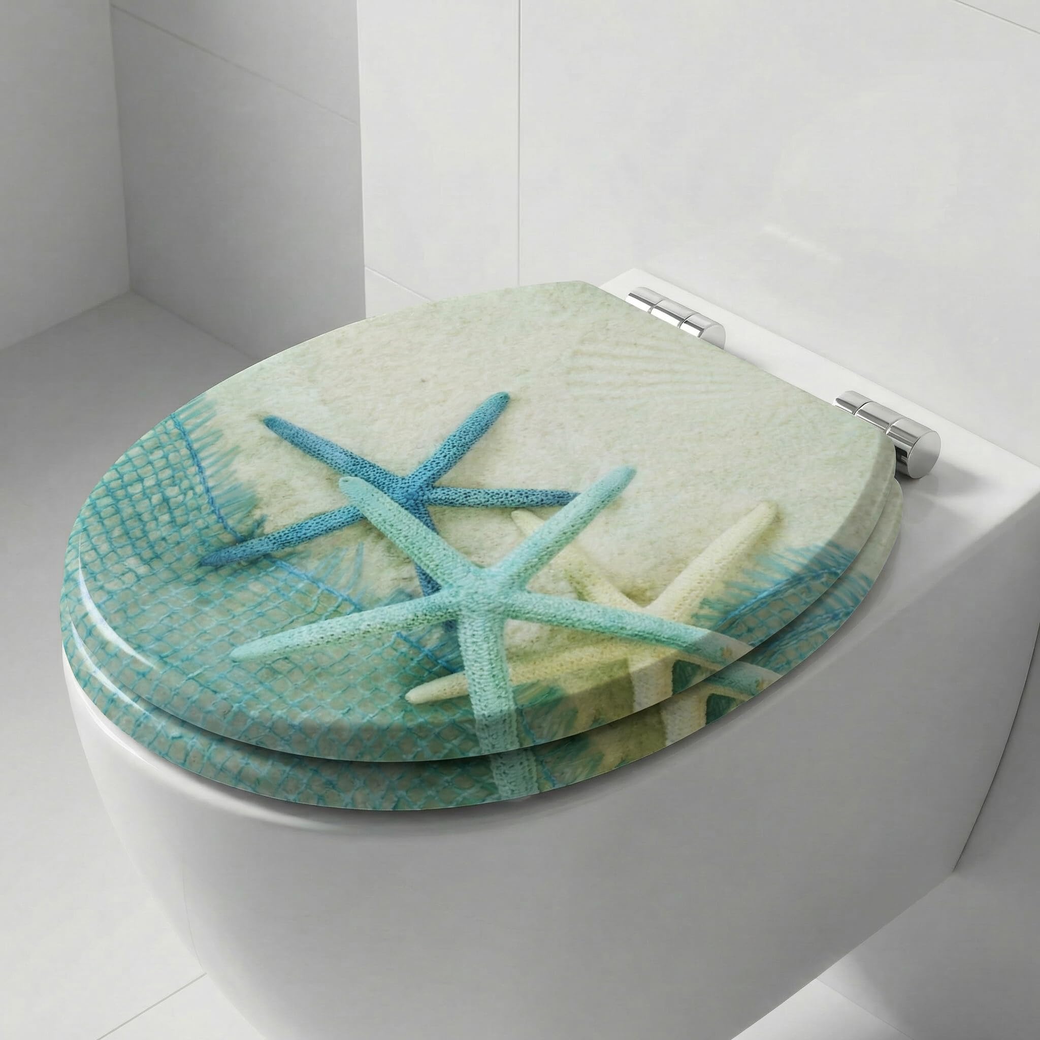 Premium toilet seat made of MDF, with low-noise soft-close mechanism and elegant wood look, universal, robust and durable, brand quality of SINOBATH