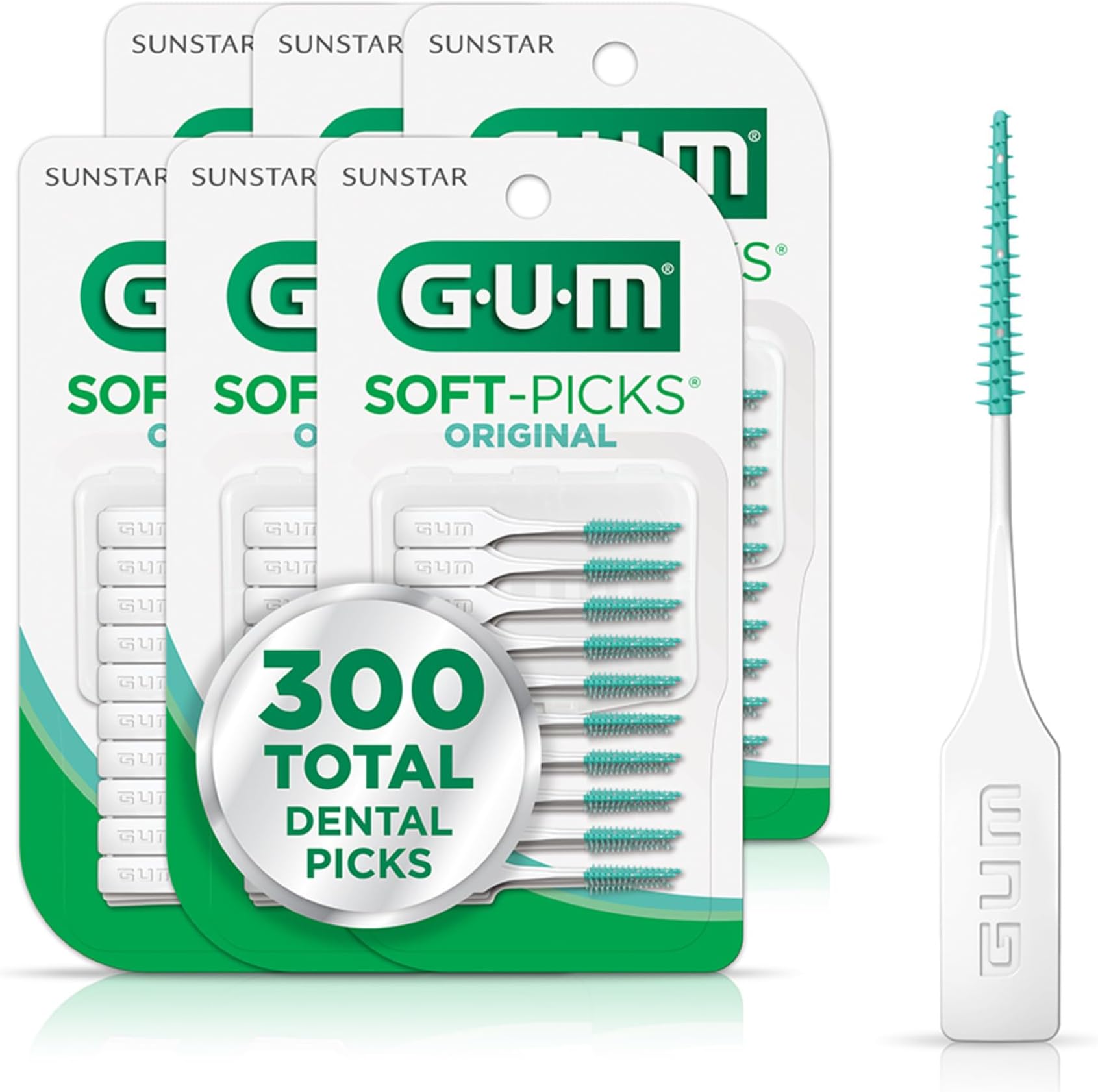 Soft-Picks Original, Dental Picks for Teeth Cleaning Health, Disposable Interdental Brushes with Convenient Carry Case, Dentist Recommended Dental Picks, 50 Count (Pack of 6) 300 Total