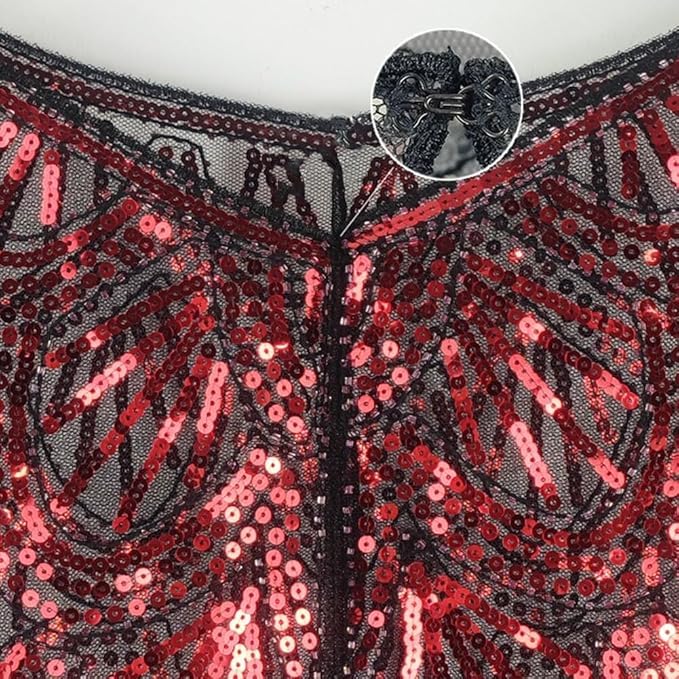 1920s Women's Flapper Shawl for Evening Dresses Sequin Beaded Shawls and Wraps for Evening Dresses Party Wedding Harlem Night 044