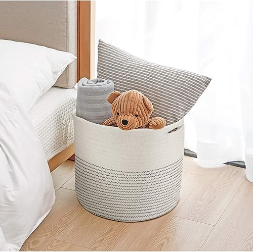 Miniatura 5 de Flexzion Cesta para plantas (paquete de 2) canasta moderna de cuerda de algodón urbana y bohemia para interiores (maceta de hasta 11 pulgadas),