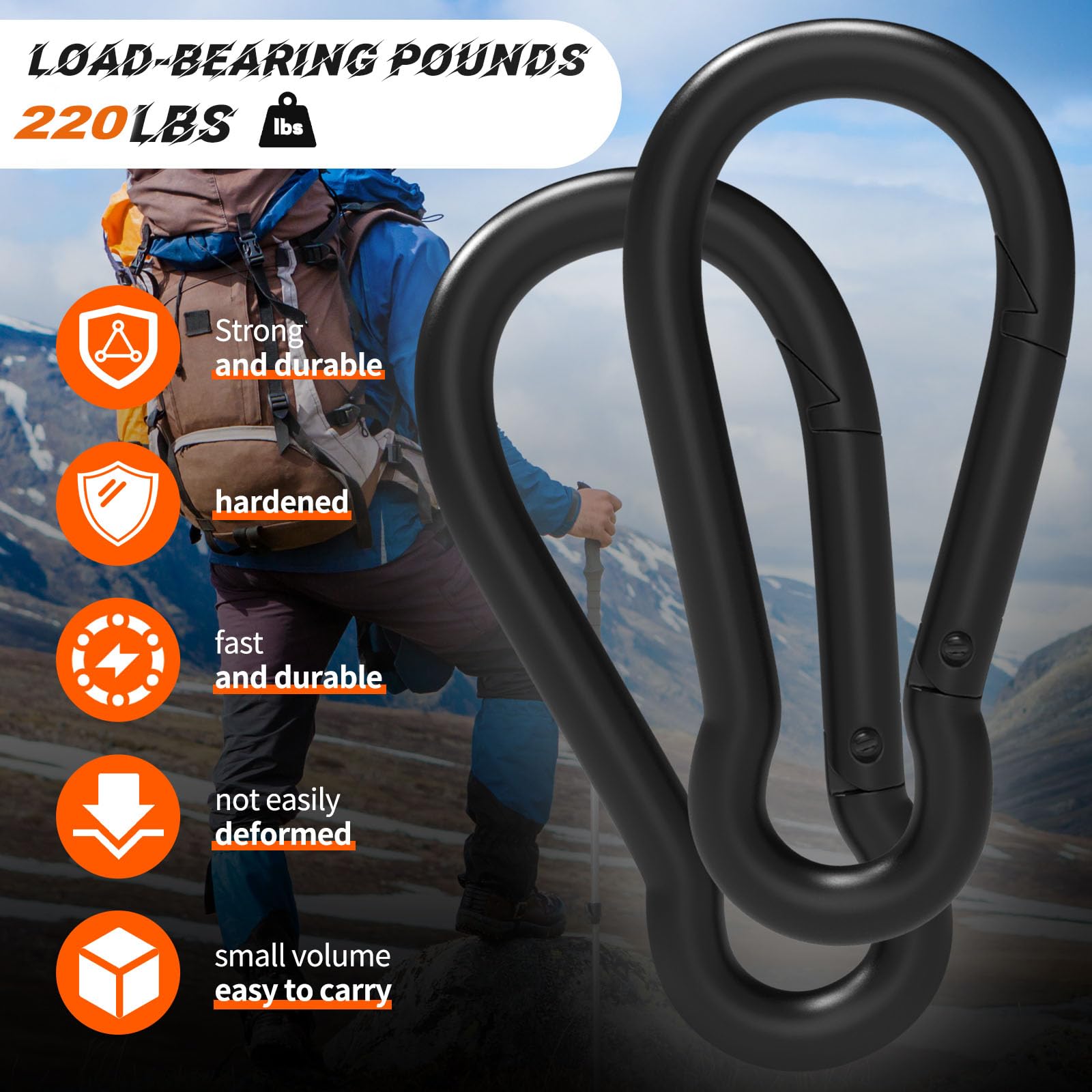 15PCS M5 Black Carabiner Clip, 3/16Inch Snap Hook Quick Link Small Clips - Image 4
