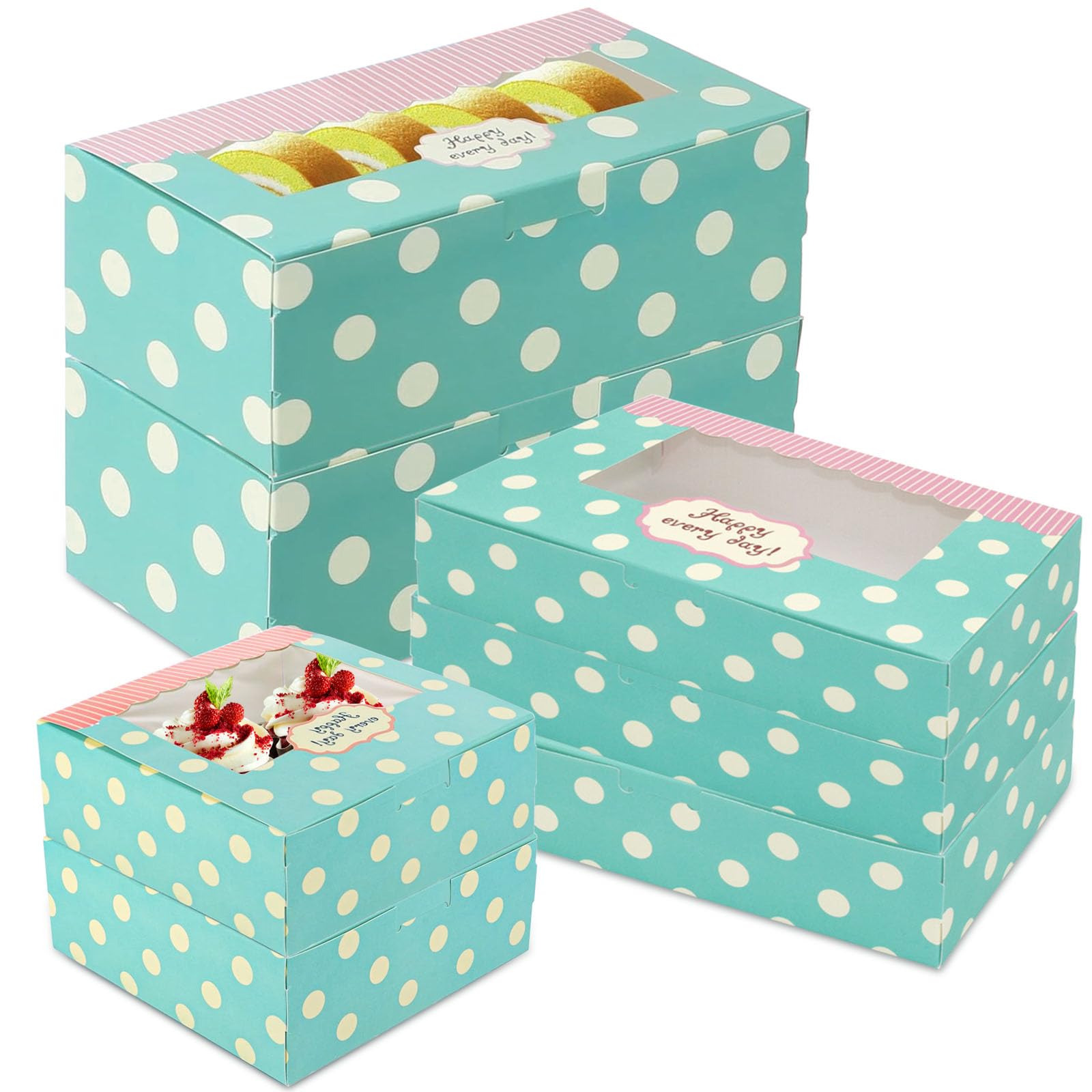 HXSYKJDM Cookie Boxes 45 Pack – 3 Sizes Brownie Box Set (21.5x13.5cm, 13.5x7cm, 13.5x13.5cm), Bakery Gift Boxes for Cookies, Cupcakes, Cakes, Party Favours