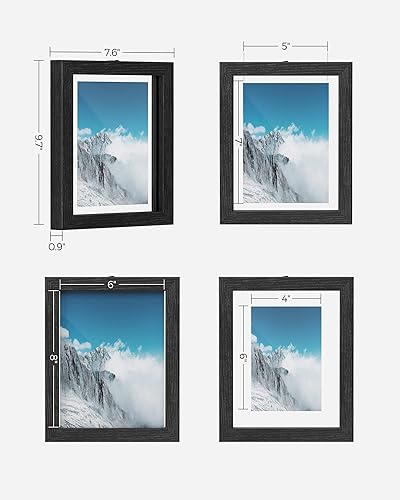 Miniatura 4 de SONGMICS Juego de 3 marcos de fotos flotantes y marcos de fotos de collage para cuatro fotos, soporte de pared o mesa, negro URPF375B01 y URPF25BK