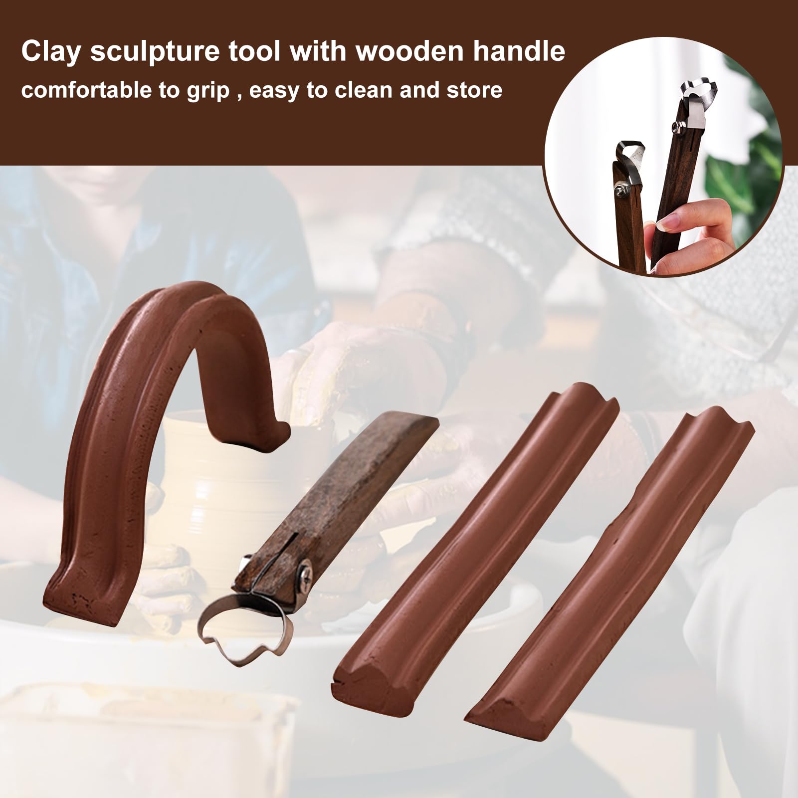 Töpferwerkzeug, 2 Stück Clay Keramik Sculpting Ton Werkzeug für Töpfer Künstler Holz Keramik Ton Werkzeuge, Handle Maker Ton Skulptur für Töpfer Künstler