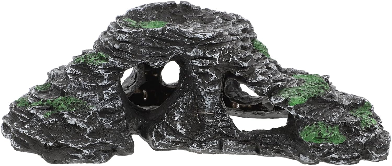 Toyvian Reptile Basking Platform Multi Functional Resin Rockery for Turtle Tank Decor Climbing Area for Amphibians Habitat Accessories for Tortoises and Bearded Dragons