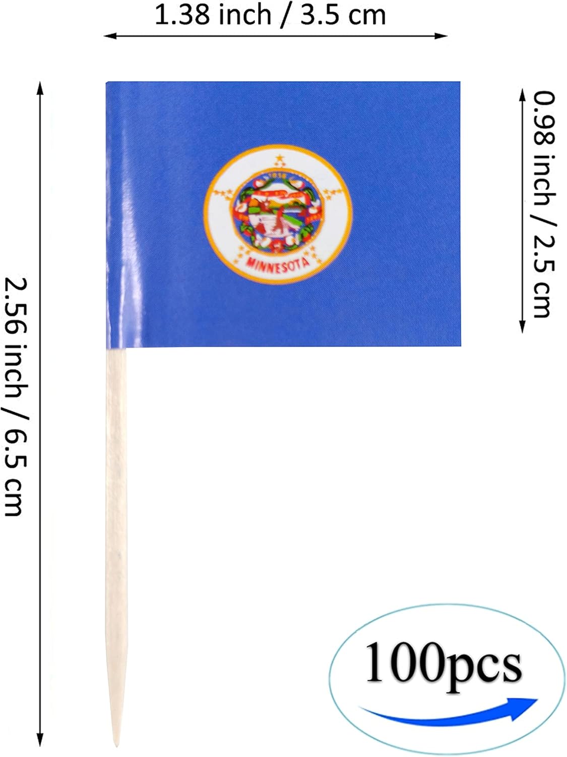 QQSD Minnesota Toothpick Flag Small Mini Cupcake Topper Flags, 100pcs