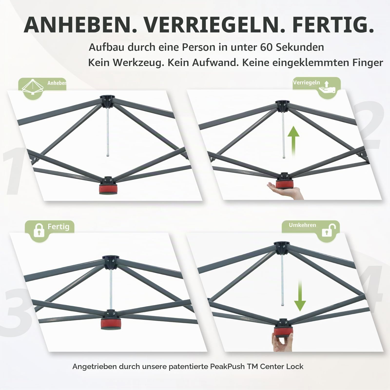 EAGLE PEAK Schräge Beine Faltbar Pavillon 4x4m Wasserdicht Camping Pop-up Faltpavillon mit Seitenteil, inkl. Rucksack, Blau/Schwarz