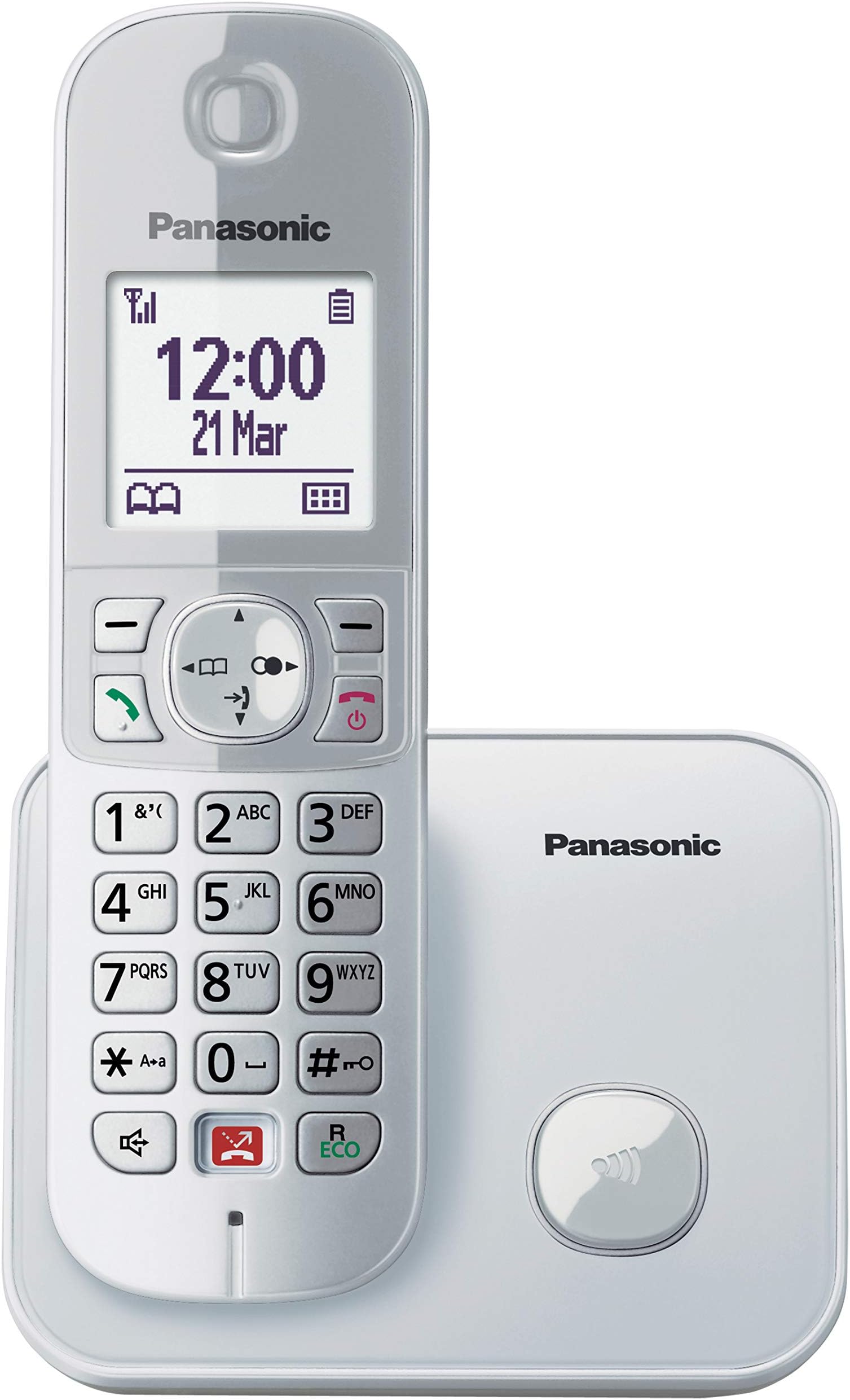 Telefono Cordless Panasonic Per Anziani KX-TGC250JTB - Display Grande, Blocco Chiamate, Vivavoce E Sveglia