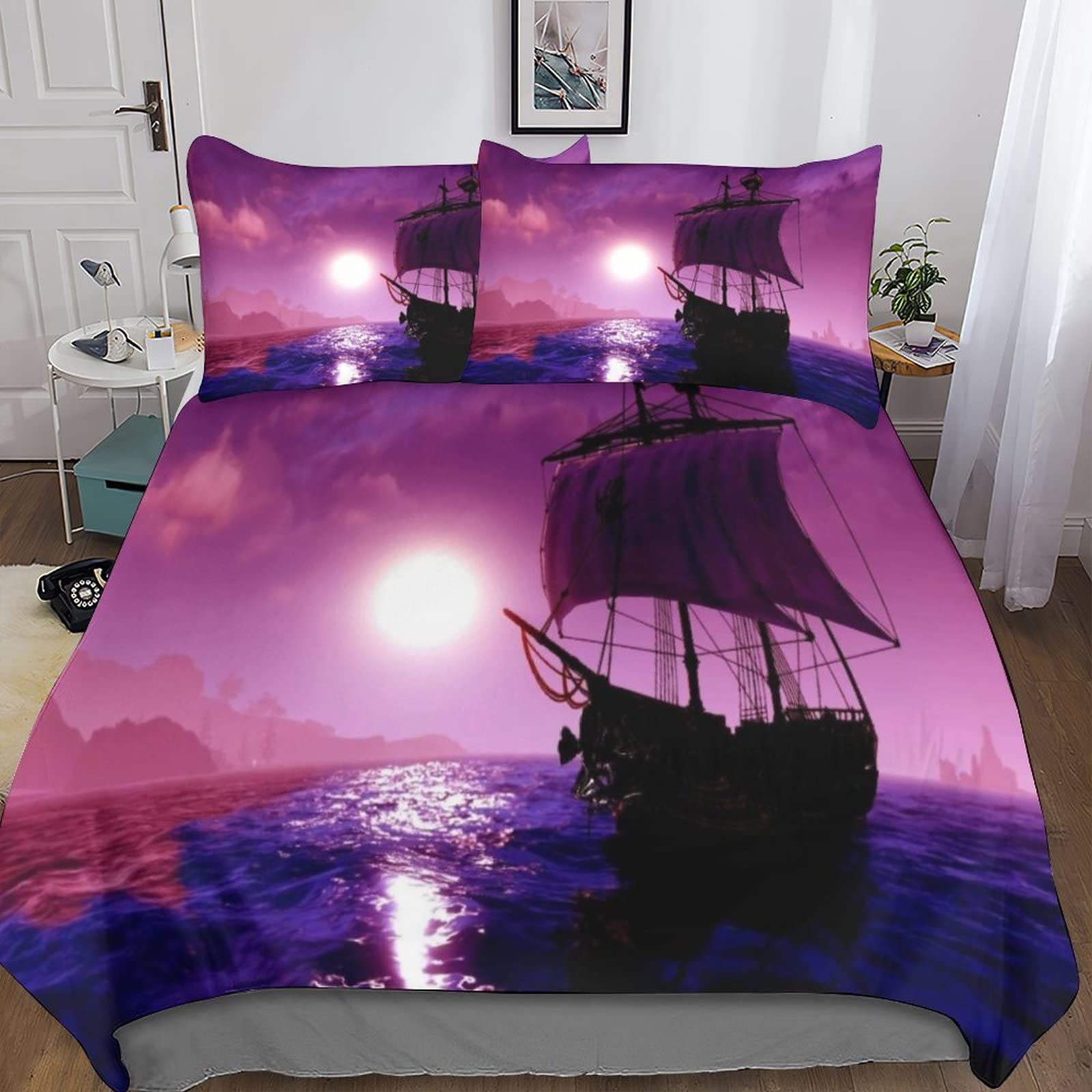 Housse de couette souple et respirant motif voilier pirate 3-Piece Set