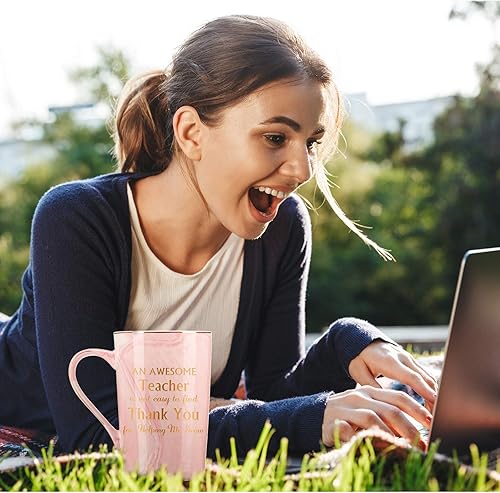 Miniatura 5 de Regalos para profesoras para mujeres, divertida taza de café de graduación con texto en inglés "Thank You Teacher", regalos para profesores nuevos