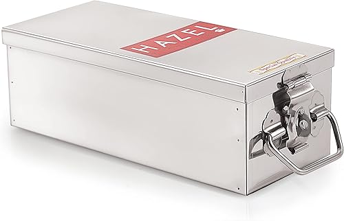 HAZEL Caja de cheques de acero inoxidable para efectivo, caja de cheques, caja fuerte, multiusos, seguridad, multiusos, color plateado (8.26 x 4