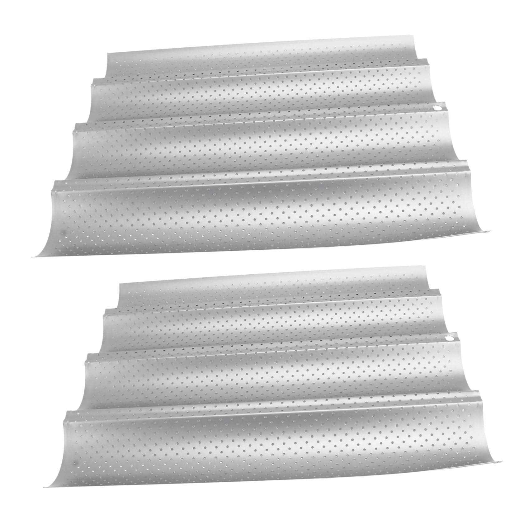 4-well Baguette Backform 2 Stück aus Edelstahl Silber