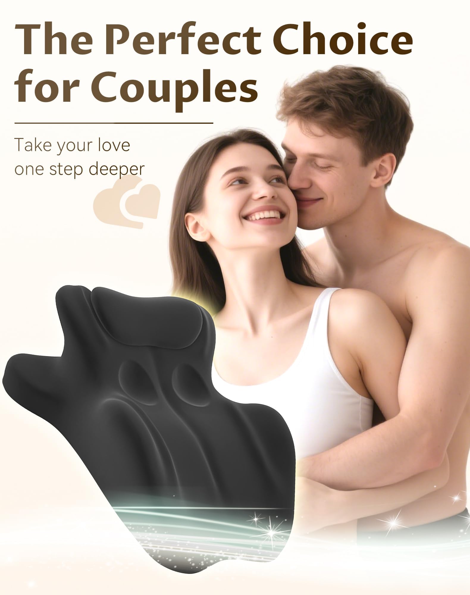 ZVD Oreiller de Couple pour Plus d'intimité – Ergonomique Coussin Triangulaire incliné à 27° en Mousse à mémoire de Forme pour Un Soutien Optimal, avec Housse Amovible (Noir)