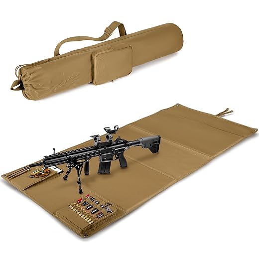 GOBUROS Tactical Shooting Mat with Carrying Bag, Extra Large Roll Up Shooting Mats Prone Padded Shooting Blanket with 2 Accessory Pockets for Range Shooting Hunting