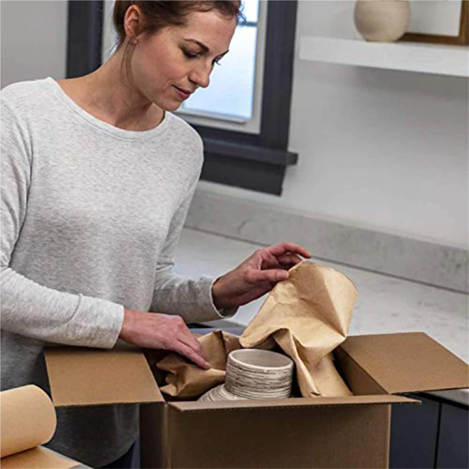 Geschenkpapier 2 Rollen braunes Papier 5 m/Rolle Geschenkpapier, ideal for Verpacken von Geschenken, Kunsthandwerk, Zuhause, Geschäft, Partydekorationen(30 * 500cm)