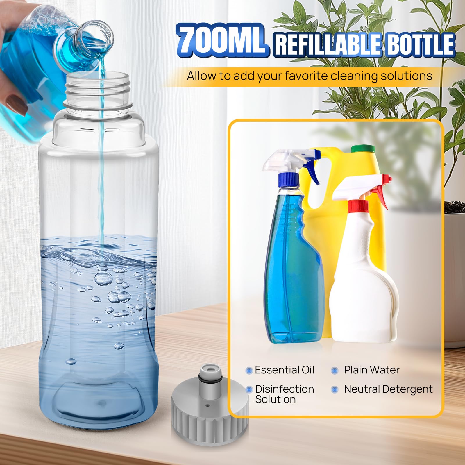 Mocio spray in microfibra per la pulizia dei pavimenti, girevole a 360° per pavimenti in laminato con flacone spray grande da 700 ml, panni lavabili di ricambio, per uso bagnato e asciutto, potente