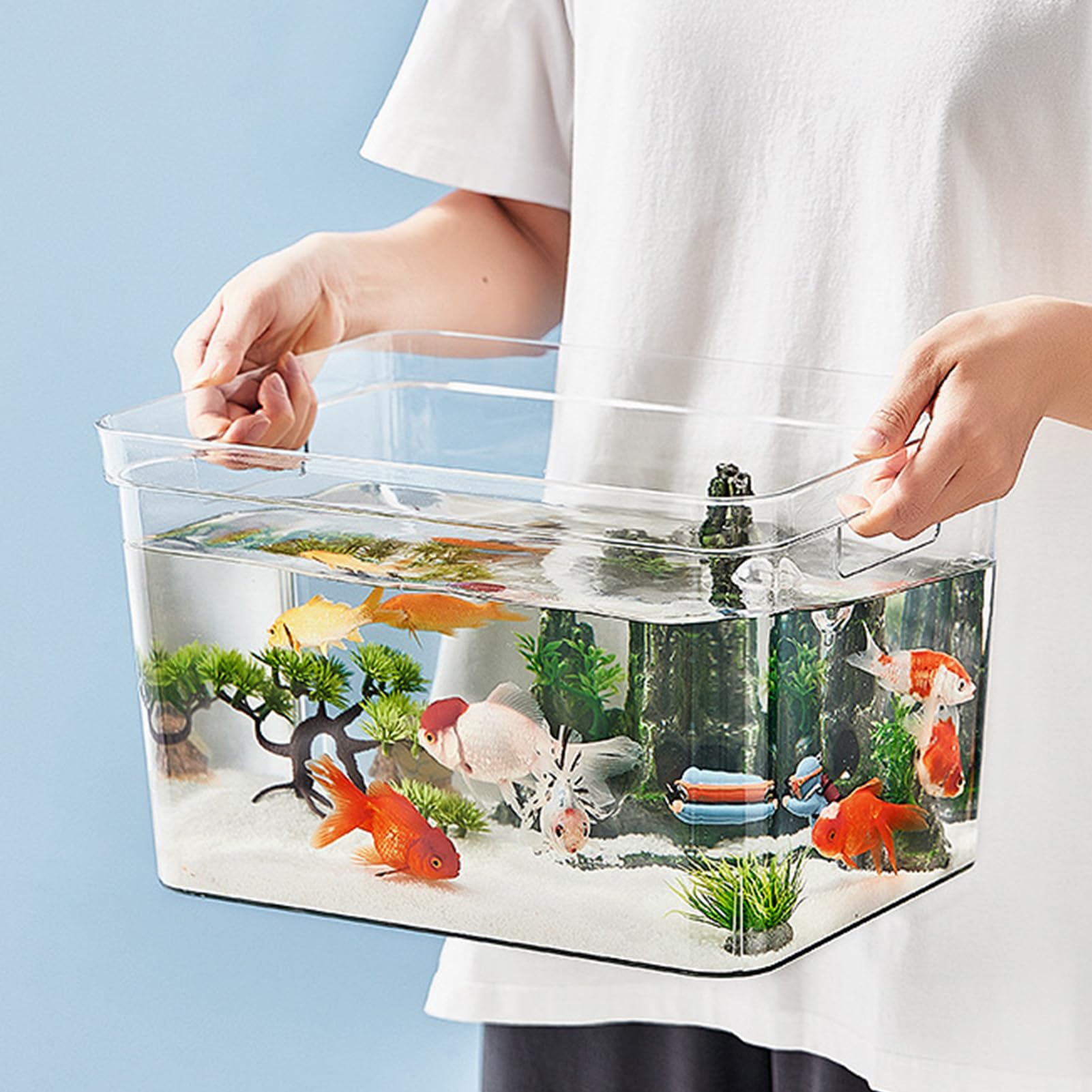 Acuario DIY, decoración de Escritorio Transparente, Acuario de Mesa de Pet Transparente con Flujo de Agua simulado, fácil de Limpiar, decoración para el hogar en Interiores, Ideal (l)