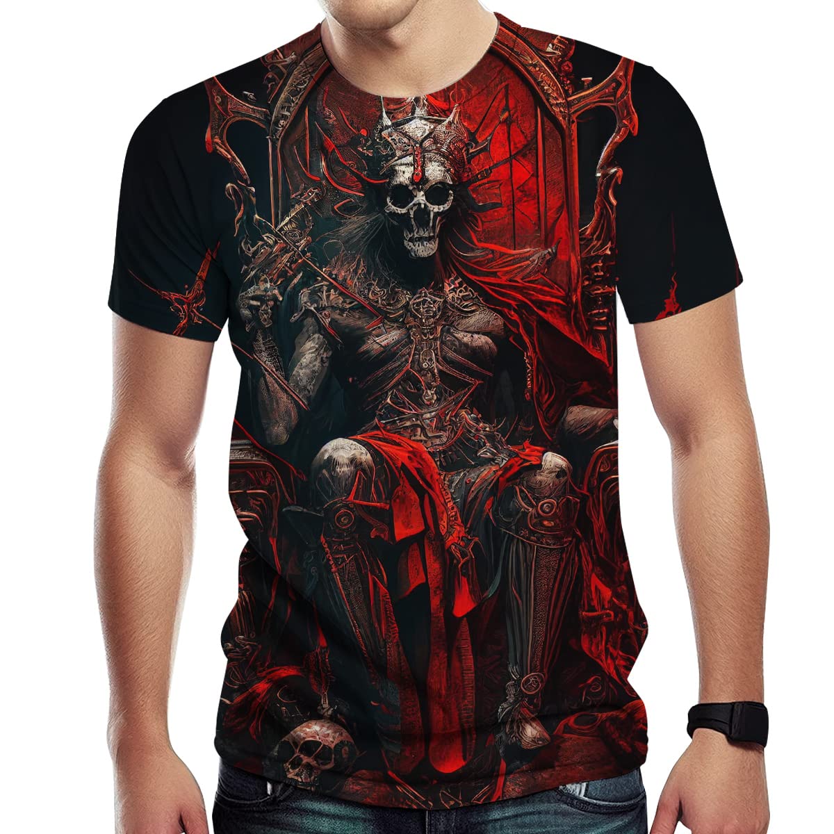 Srcnhim Novelty Skull T-Shirts for Men Graphic Shirt with Short Sleeves