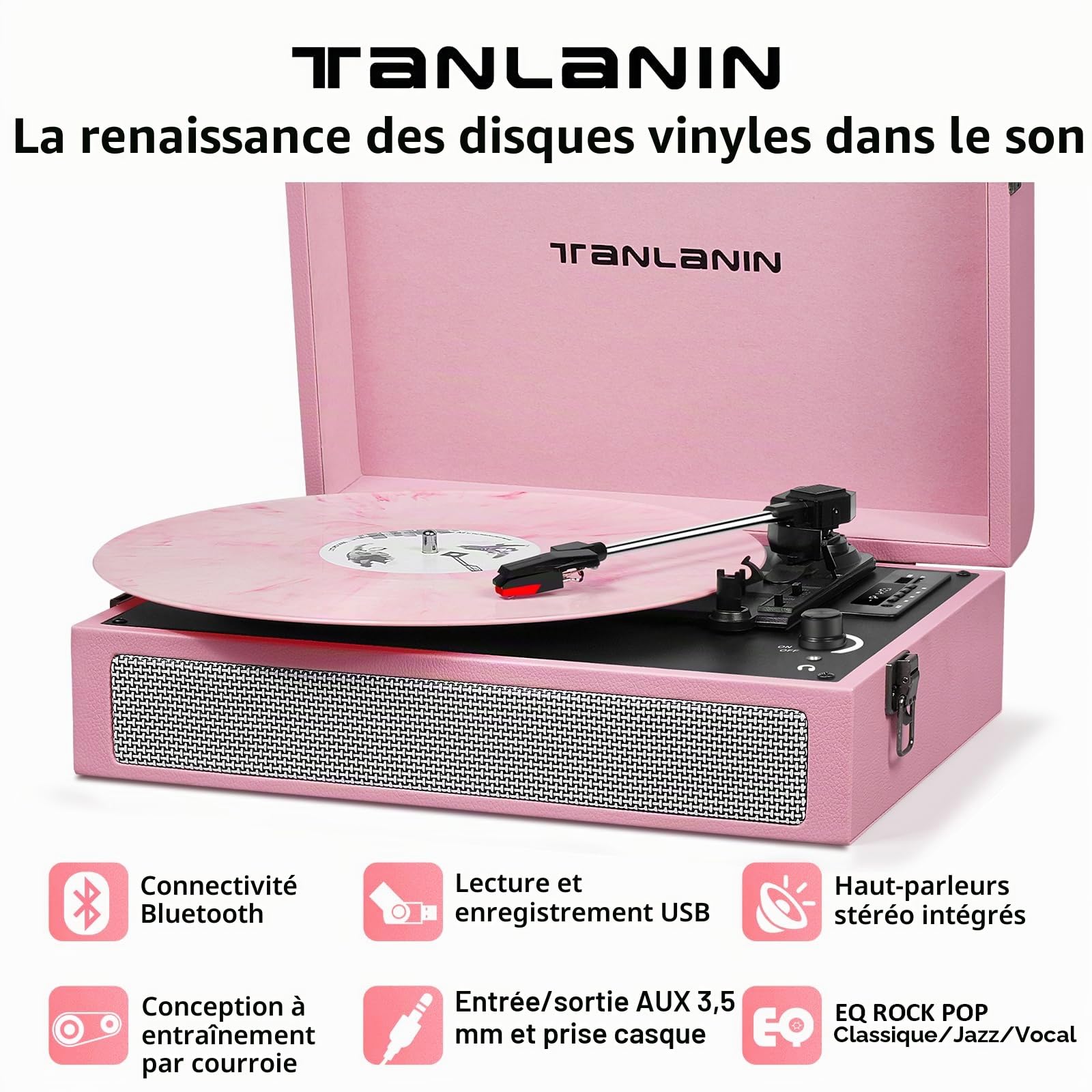 Tourne-disque rose