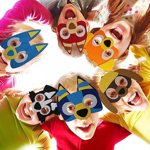 Miniatura 9 de Paquete de 21 máscaras de fieltro para cachorros y perros para niños, suministros de fiesta temática de cachorros, regalos de fiesta de cumpleaños,
