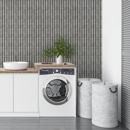 Miniatura 7 de Papel tapiz de color gris bohemio para despegar y pegar, papel tapiz geométrico moderno, autoadhesivo para dormitorio, papel tapiz de lunares gris