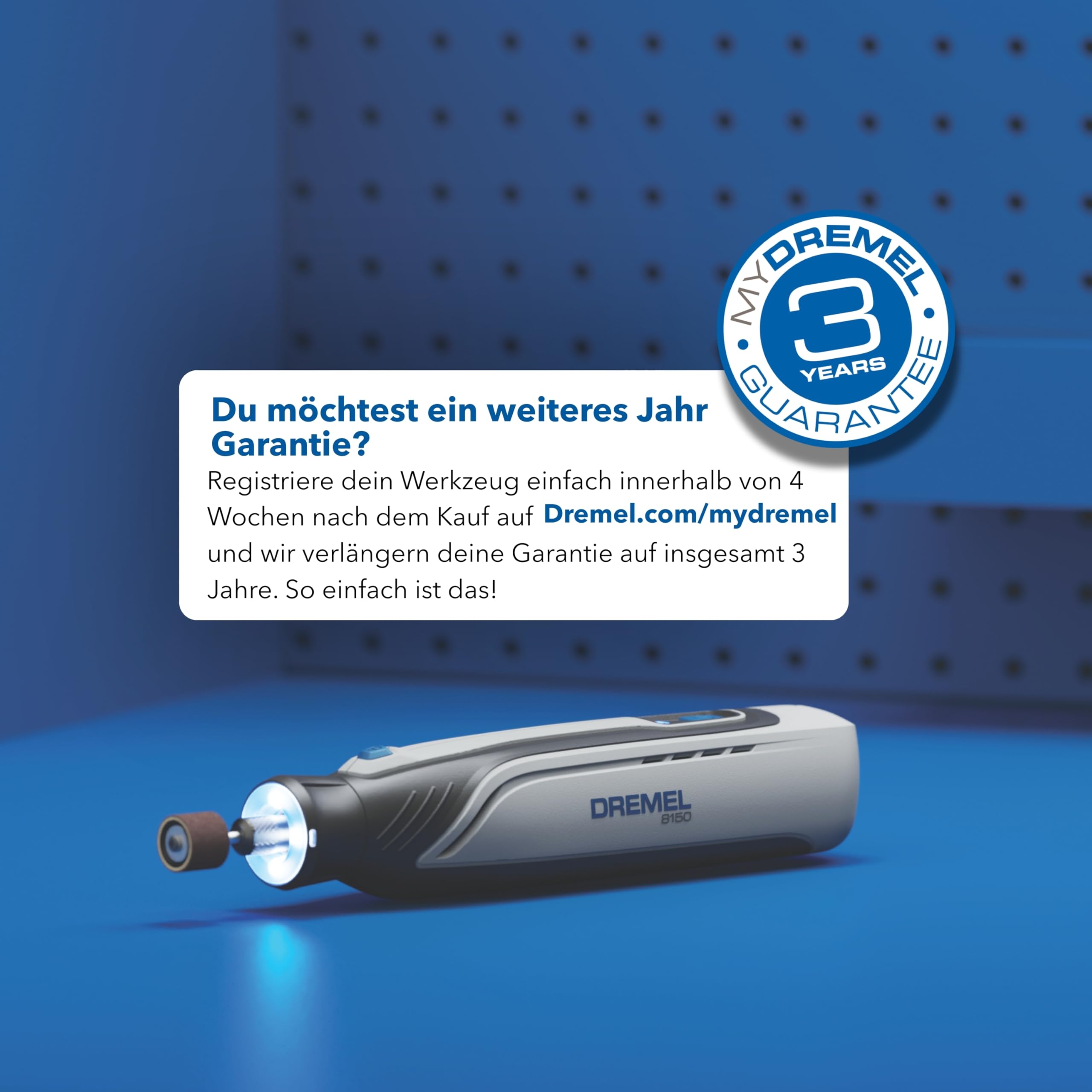 Dremel 8150 Bürstenloses Akku-Multitool-Set, 7,2V 2Ah per USB-C aufladbarer Akku, 20 Zubehöre, Variable Drehzahl von 5.000 bis 30.000 U/min, LED-Frontlicht, Schneiden, Schärfen, Schnitzen, Schleifen