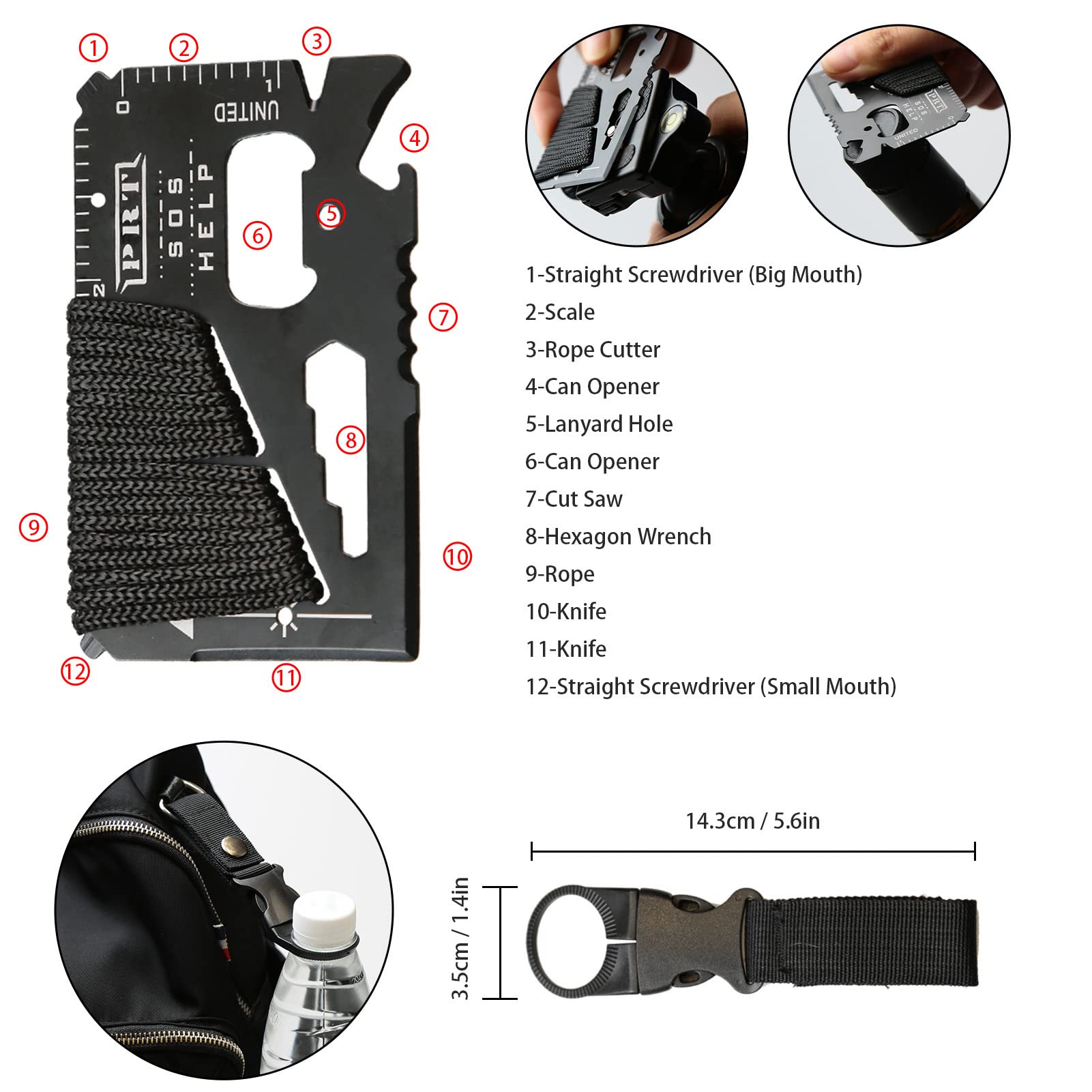 Lixada Kit de Survie d'urgence 10 en 1, Multifunctional Survival Kit de Survie et de Secours en Plein air Multi-Outils extérieur Fournitures de Premiers Soins pour Le Camping Randonnée Chasse Pêche