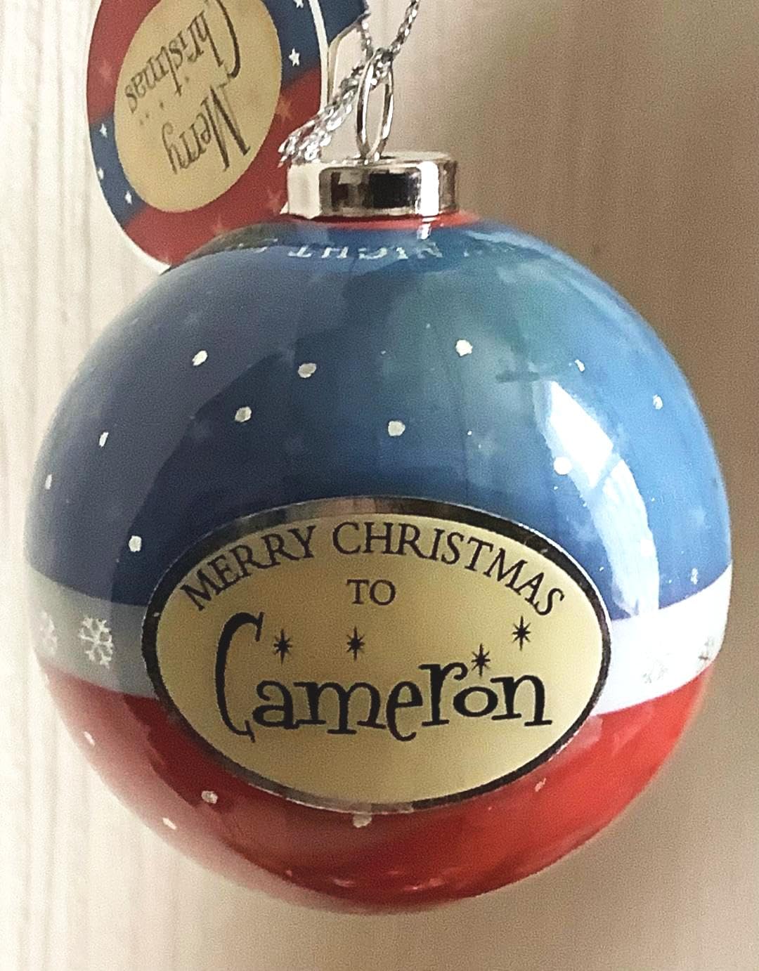 Personalised Multicoloured Name Bauble Christmas Xmas Tree Decoration (Cameron)