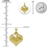 Vista 5 de Charm America - Dije de corazón inflado de oro - Oro de 14/10 quilates - Colgante de corte diamante pulido - Joyas 3D - Ideal para regalos
