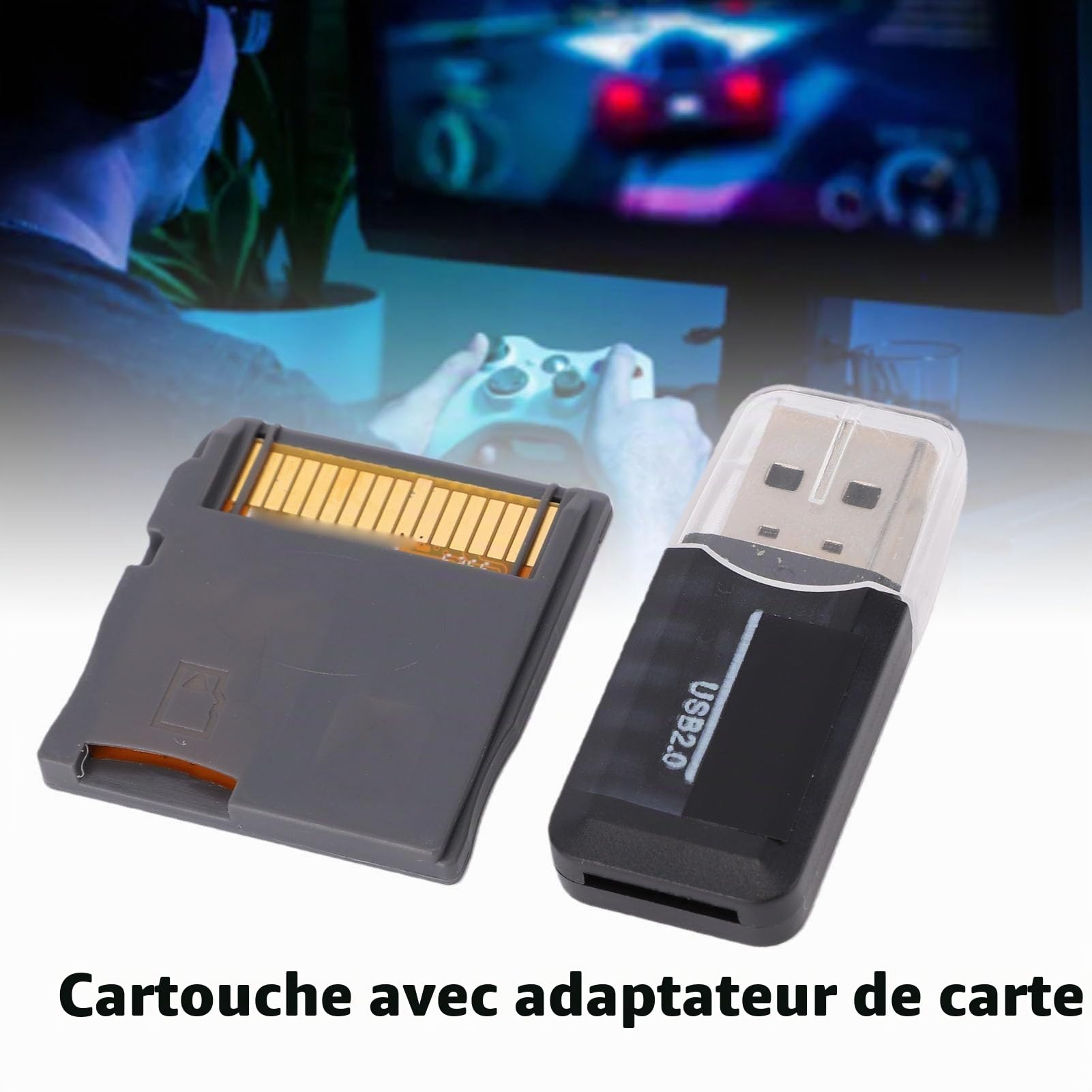 Gugxiom Carte de Jeu DS Dual Core, Cartouche R4 Revolution avec Adaptateur de Carte, Adaptateur de Flash de Jeu 3DS pour Nouveau 2DS 3DS LL XL NDSL NDSI MD GB GBC FC PCE (Gray)