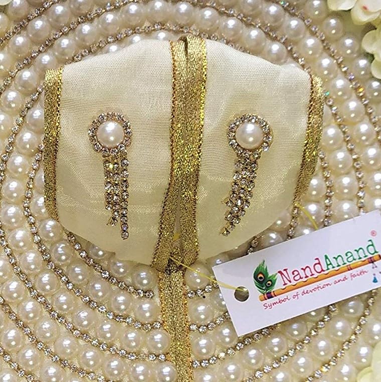 Laddu Gopal Stone Studded Dress - Designer Flower & Pearl Krishna Poshak (Green) - View #12