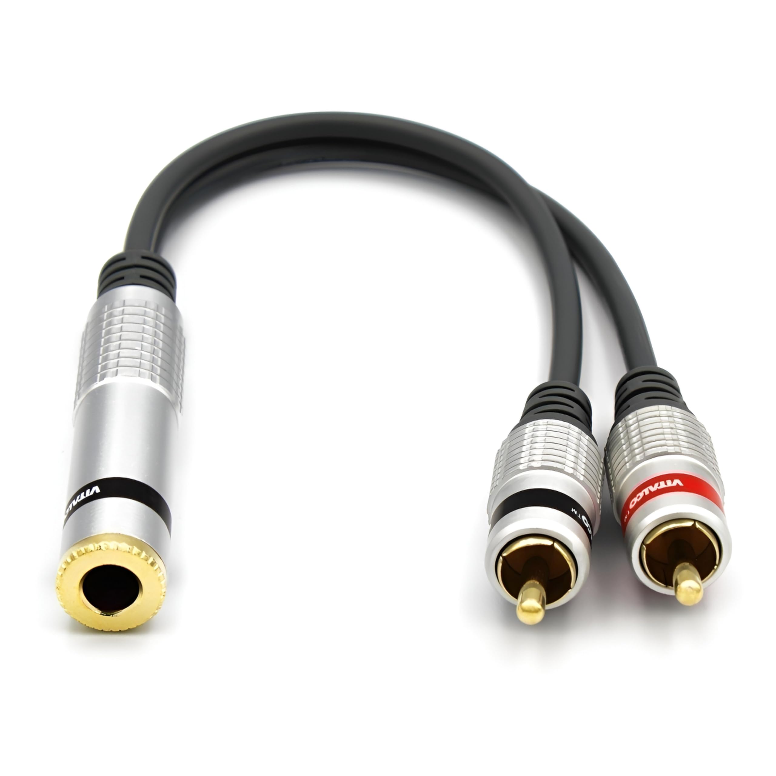 Adattatore Jack 6.3 Stereo a 2x RCA Audio 6.35 Stereo TRS Femmina a Doppio RCA Maschio Cavo Connettore