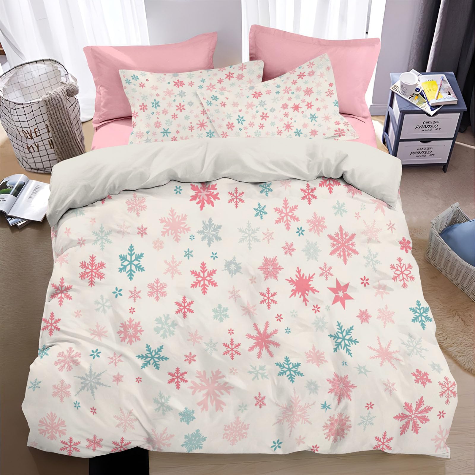 Parure de lit flocon de neige en microfibre pour une chambre magique