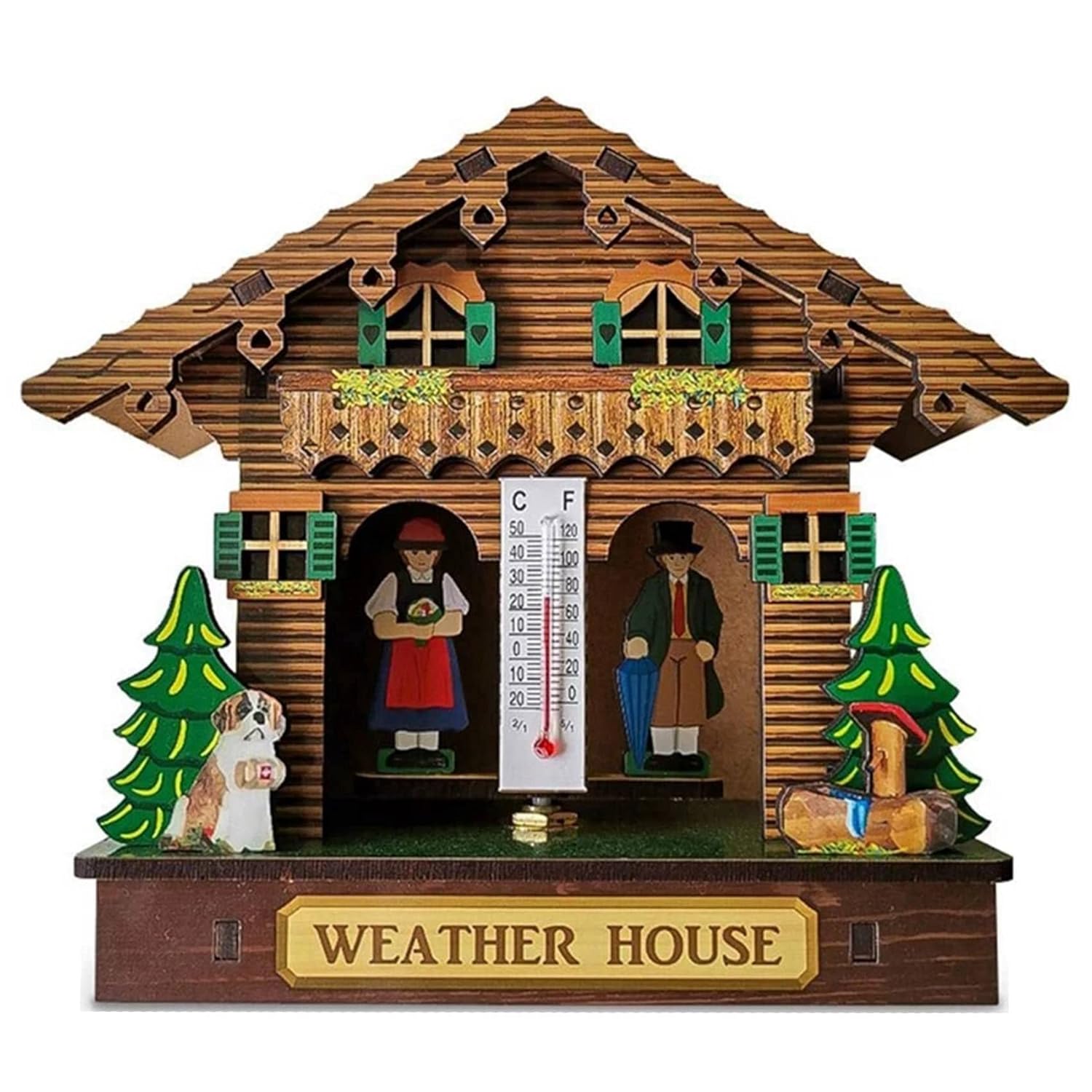 Weather House Weather House with Man and Wood Chalet