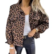 Cowboy jacket Leopard print long sleeve short loose casual coat women