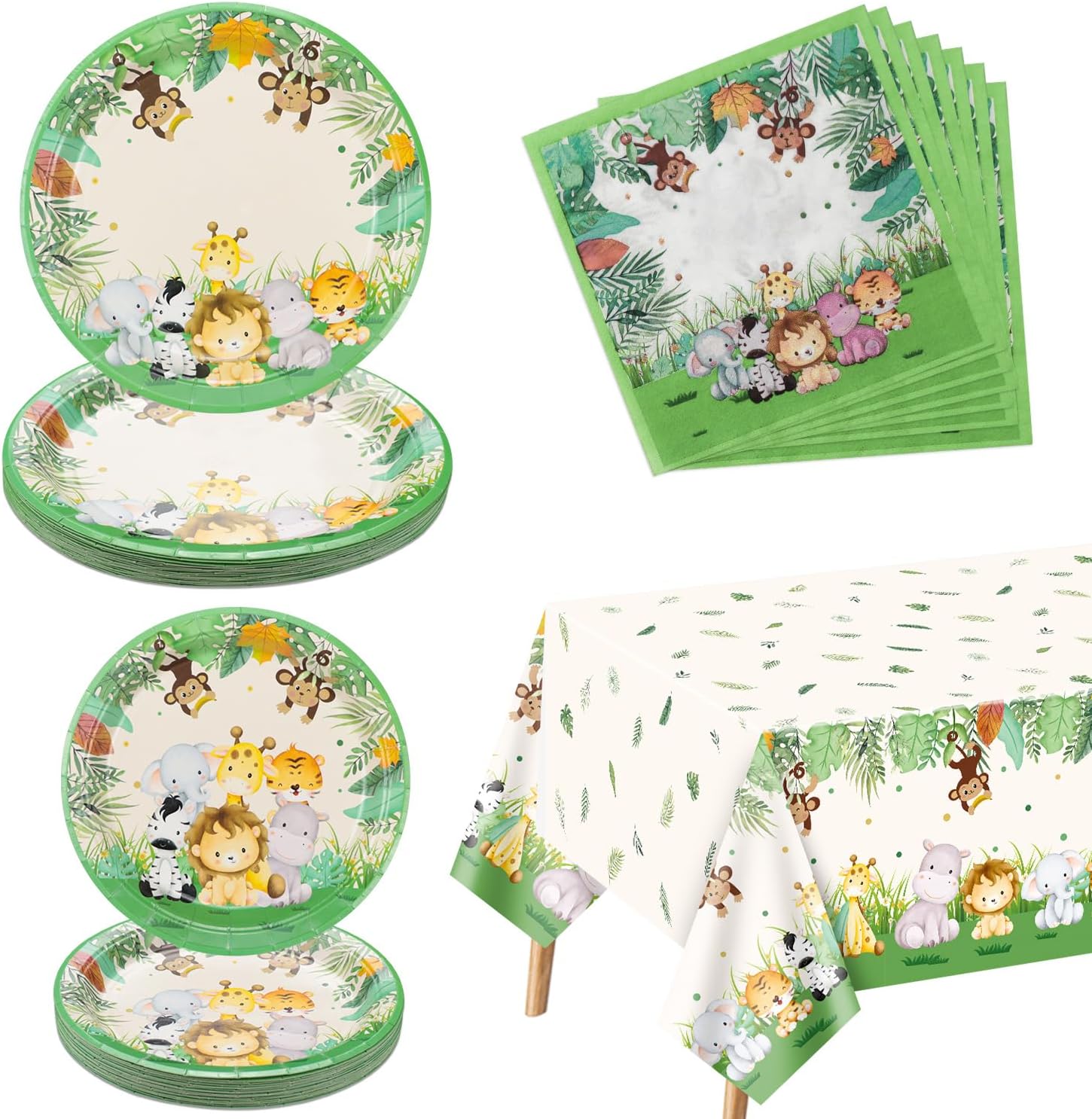 61Pcs Safari Baby Shower Party Decorations, Baby Shower Supplies Serve