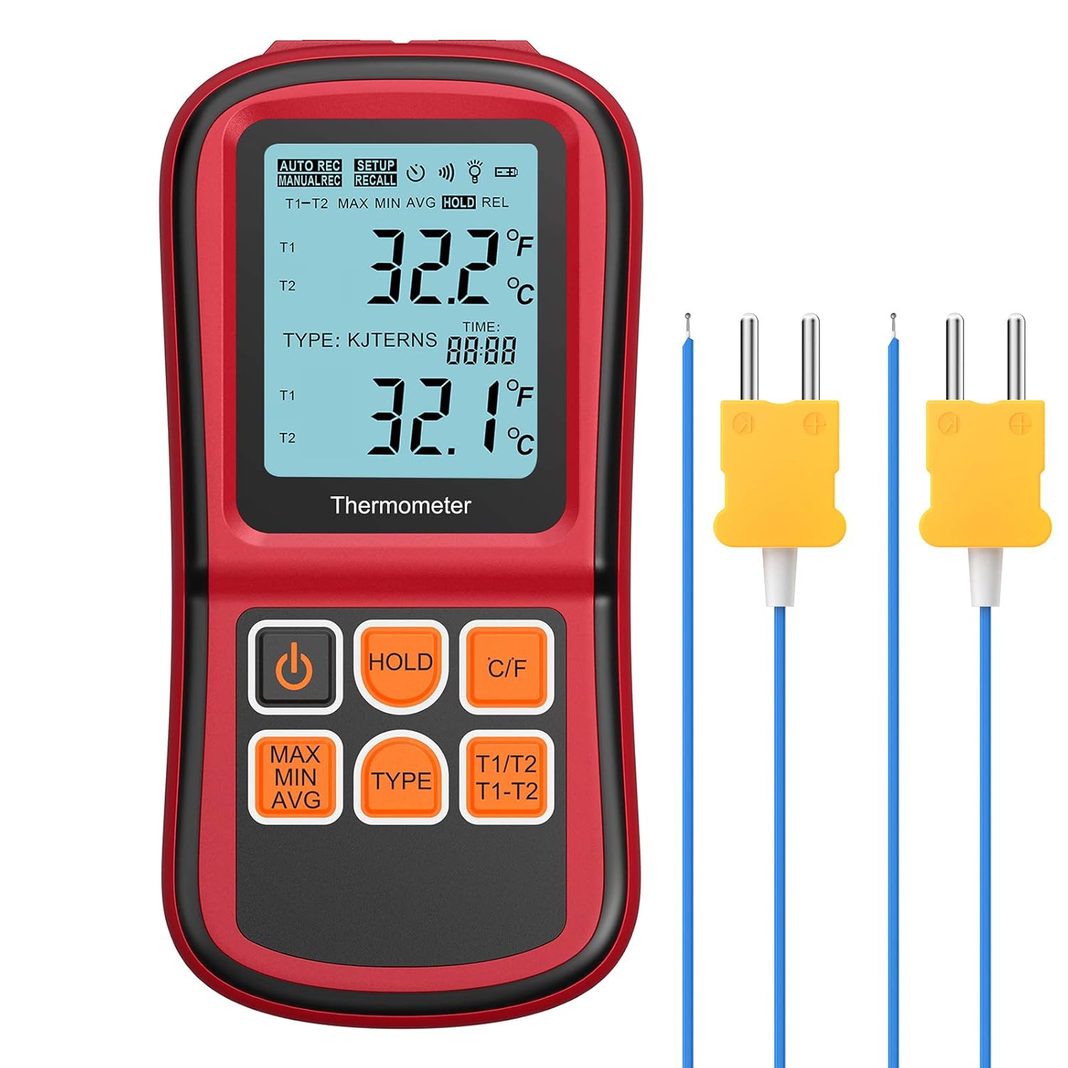 Kamtop Digital Thermometer, Dual Channel Thermometer with Two K Type