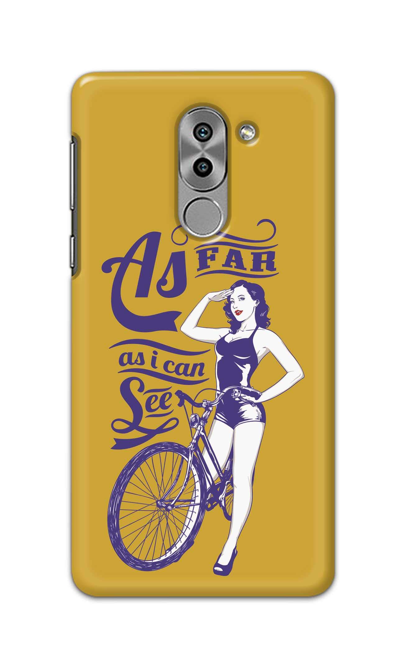 PRINTFIDAA As Far As I Can See Lady with Cycle Blue Designer Case for Huawei Mate 9 Lite Back Cover
