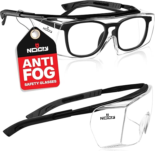 NoCry Gafas de Seguridad Antivaho que se Ajustan Sobre Gafas con Lente Resistente a los Arañazos — Certificadas ANSI Z87 y OSHA, Gafas de Seguridad