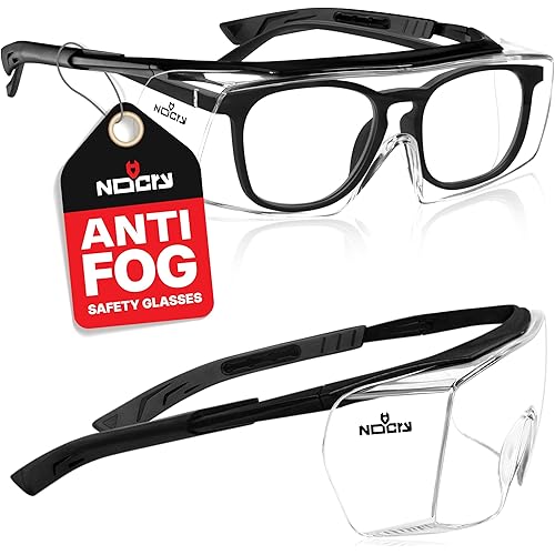 NoCry Anti Fog Safety Glasses that Fit Over Glasses with Scratch Resistant Lens — ANSI Z87 & OSHA Certified Over Glasses Safety Glasses for Men and Women with Adjustable Temples and 100% UV Protection