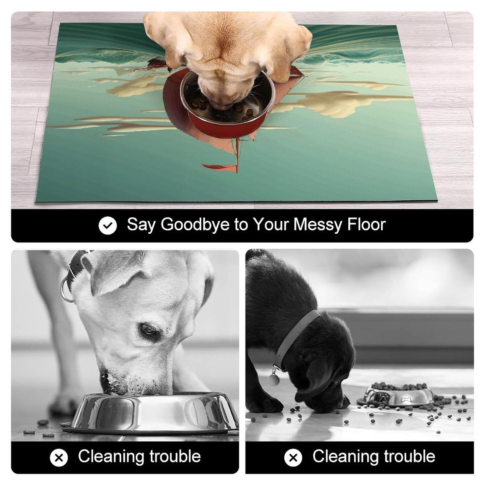 Tapis de nourriture pour chat volant en mer – Tapis d'alimentation antidérapant pour chien facile à nettoyer pour la nourriture et l'eau, tapis de gamelle pour chien et chat 61 x 81,3 cm