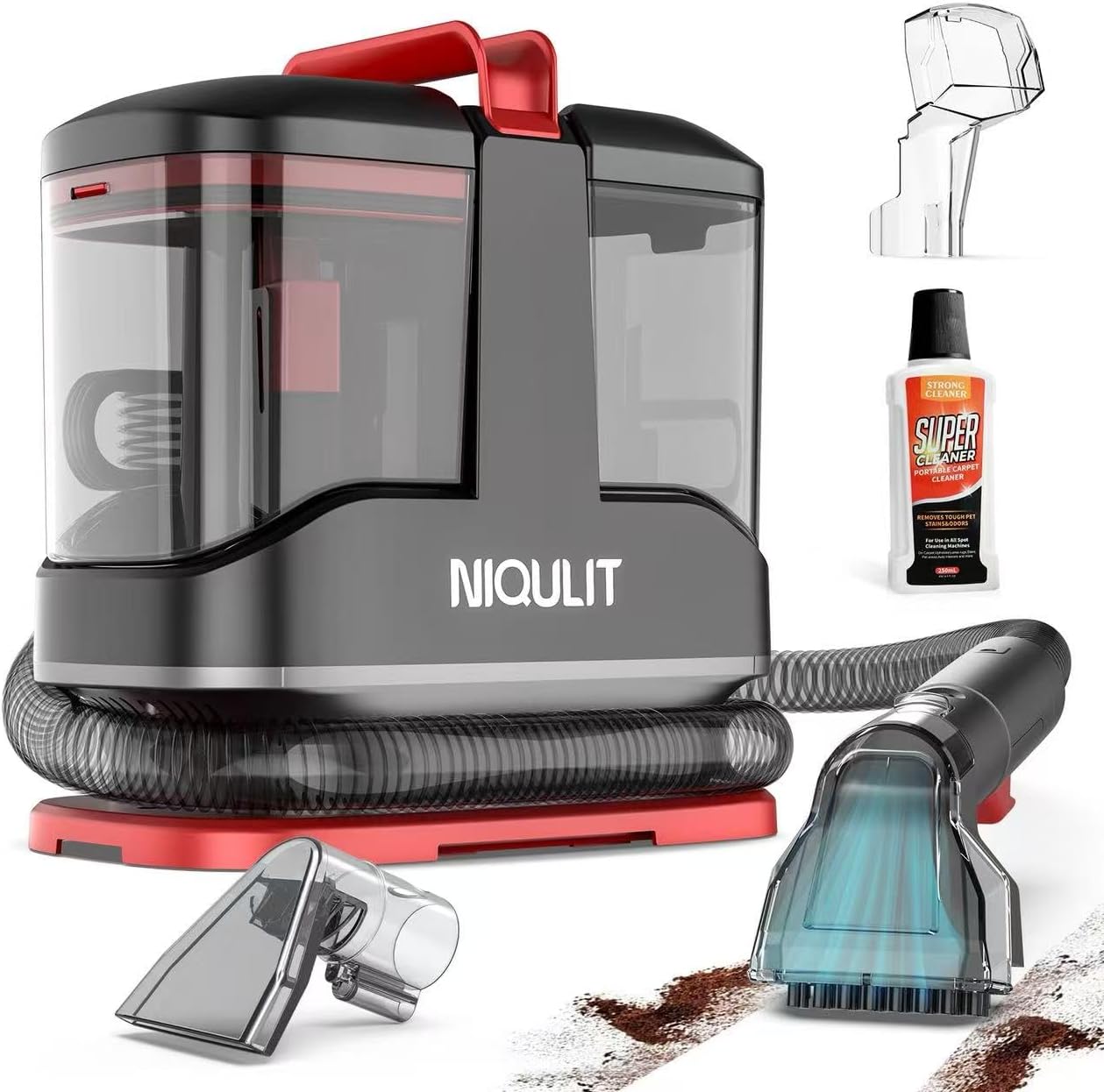 Portable Carpet & Upholstery Cleaner Machine, 15Kpa Strong Suction Spot Cleaner for Sofa, Car Seats, Pet Stains, Rugs – Deep Cleaning with Dual Brush Heads & Self-Cleaning System