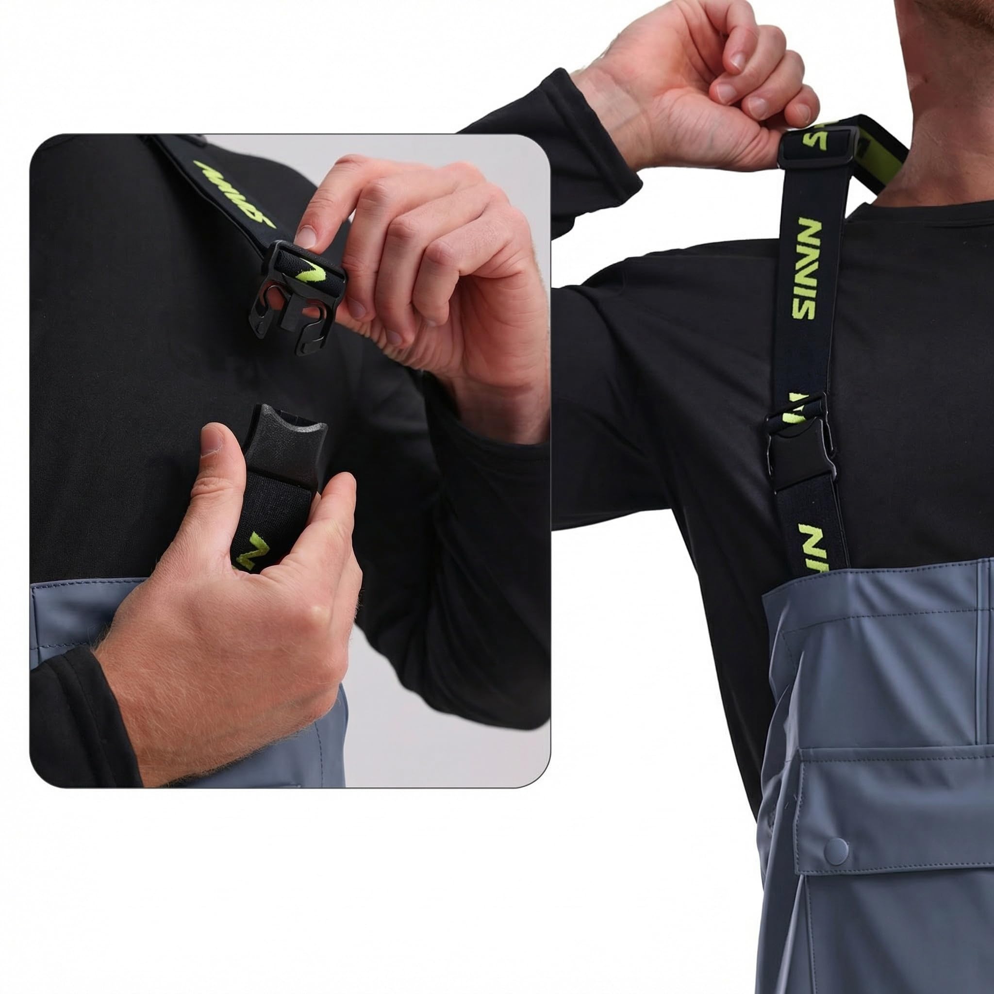 Pantalon Salopette Imperméable Homme 12000mm - Salopette de Pluie Robuste en PU pour pêche, Chantier et Jardinage P03