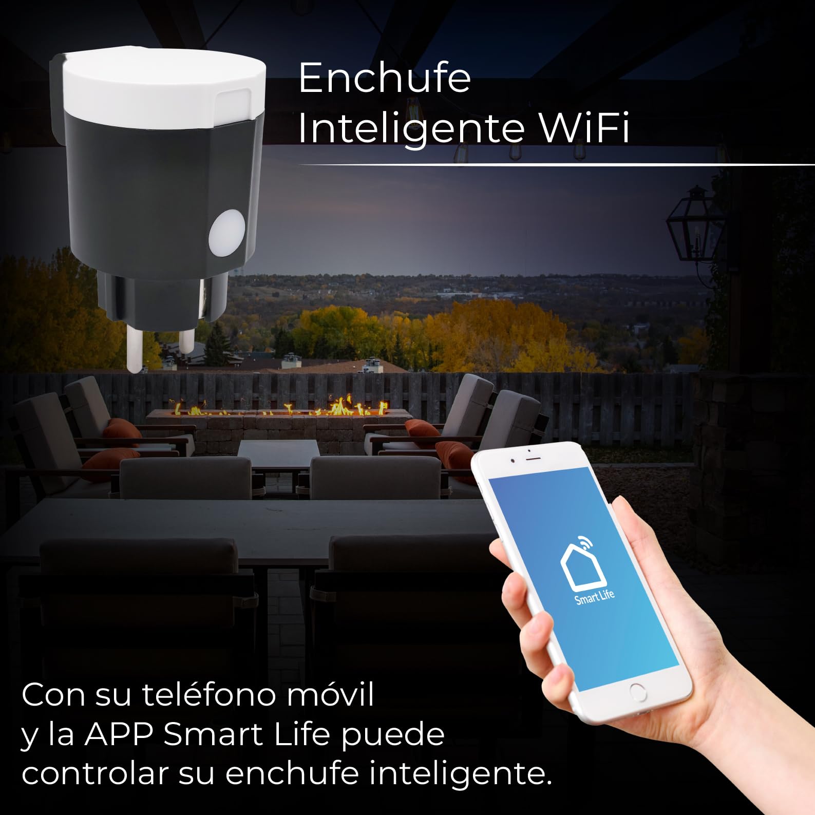 LED ATOMANT 4x WLAN Steckdose Außen Rund Schwarz 16A IP44 Smart Life App | Kompatibel mit Alexa und Google Assistant, Smart Life- und Tuya-App