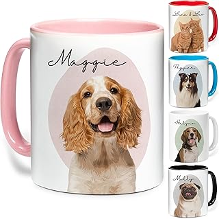 Custom Pet Mug With Photo Text, Personalized Coffee Mug for Dog Moms Cat Dads Pet Lover With Multi Colors Styles 11Oz 15Oz, Unique Ideas Gift For Thanksgiving Christmas Memorial Keepsake