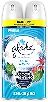 Vista 1 de Glade Ambientador en aerosol para habitación que combate el olor, Aqua Waves, 8.3 onzas, 2