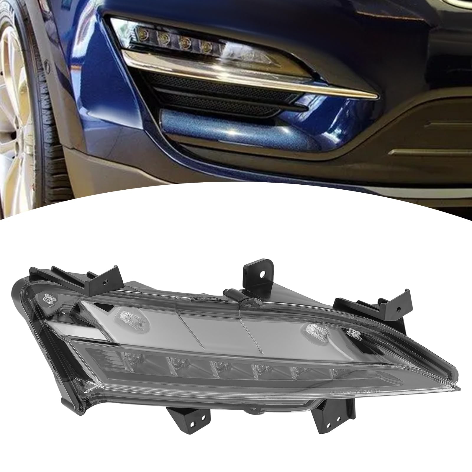 PIAOYUE- For 2014 2015 2016 2017 2018 Lincoln MKC Fog Light Right Passenger Side LED Daytime Running Lights Black Housing Clear Lens