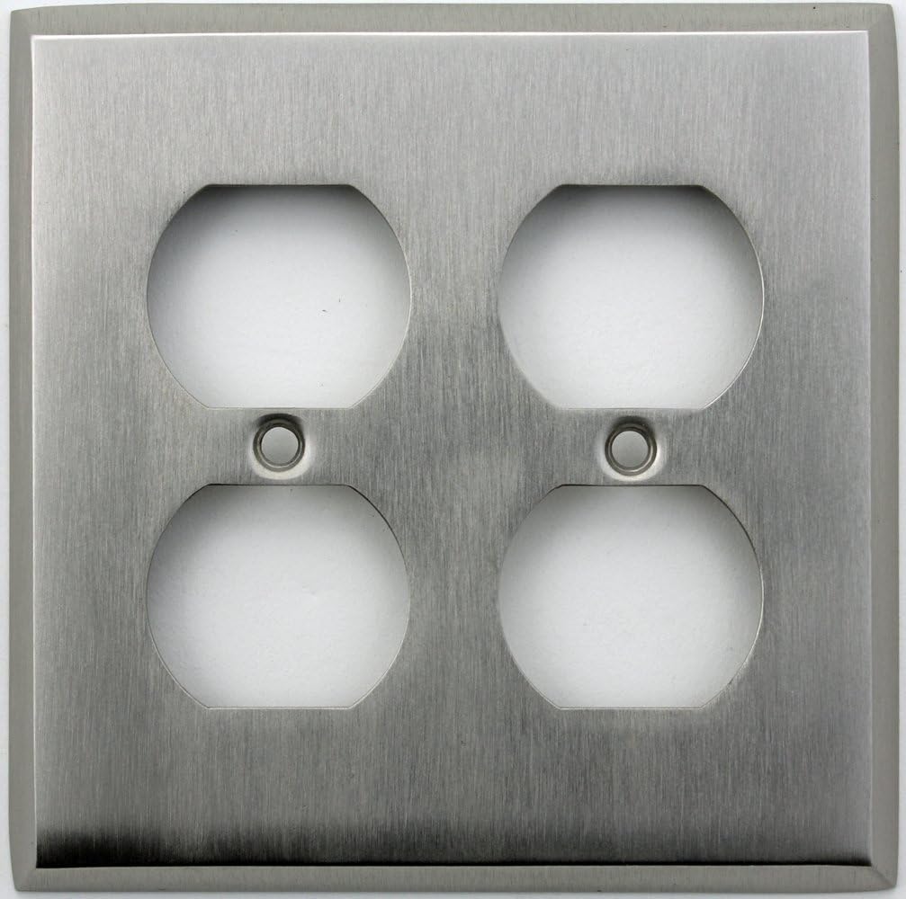Classic Accents Stamped Steel Satin Nickel Two Gang Duplex Outlet Wall Plate